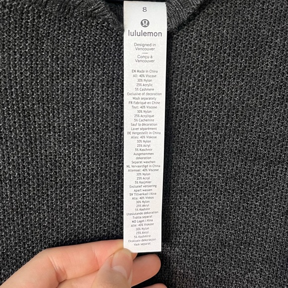 [Free Shipping] Lululemon Sincerely Yours Sweater - Grey | Size 8 - Picture 9 of 9